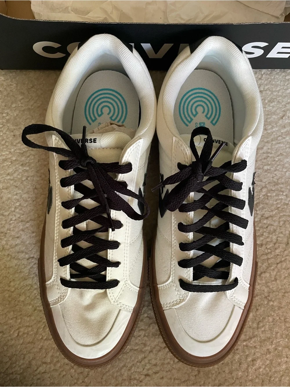 Converse Sport Casual Ox Sneakers Vintage White/Black Men’s 10.5 (Wm 12) NWB